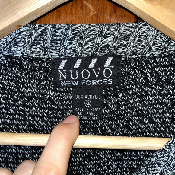 Vintage Nuovo New Forces Men's XL 100% Acrylic Geometric Grandpa Dad Sweater - Picture 2 of 8